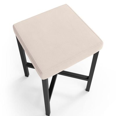 Banqueta Baixa Bar Cozinha Sala De Jantar Preto Stella L02 Suede Bege - Lyam Decor
