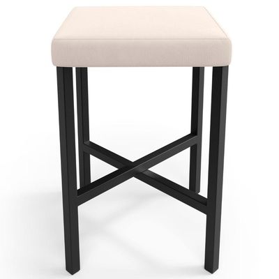Banqueta Baixa Bar Cozinha Sala De Jantar Preto Stella L02 Suede Bege - Lyam Decor