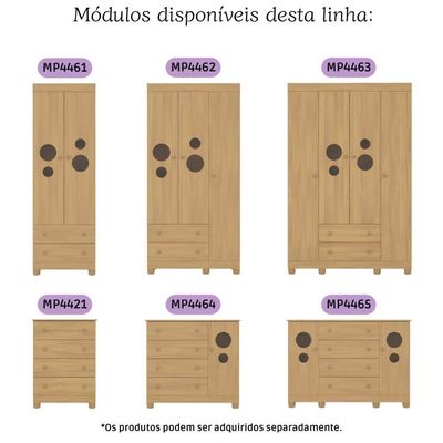 Cômoda Infantil 95cm 1 Porta Com Vidro E 4 Gavetas Bombom Multimóveis MP4464 Madeirado