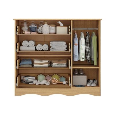 Cômoda Infantil 95cm 1 Porta Com Vidro E 4 Gavetas Sonho Multimóveis MP4474 Madeirado-off White