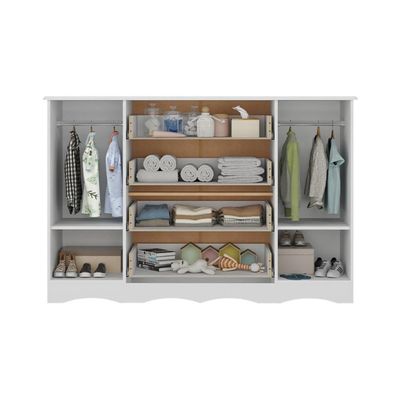 Cômoda Infantil 125cm 2 Portas Com Vidro E 4 Gavetas Sonho Multimóveis MP4475 Branco-madeirado