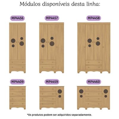 Cômoda Infantil 95cm 1 Porta Com Vidro E 4 Gavetas Suspiro Multimóveis MP4459 Madeirado