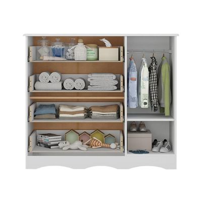 Cômoda Infantil 95cm 1 Porta Com Vidro E 4 Gavetas Sonho Multimóveis MP4474 Branco-madeirado
