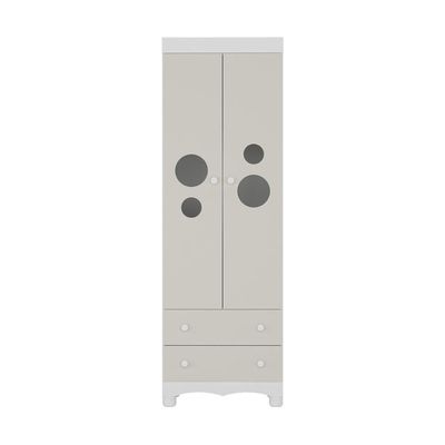 Guarda-roupa Infantil 62cm 2 Portas Com Vidro E 2 Gavetas Suspiro Multimóveis MP4456 Branco-off White