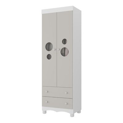 Guarda-roupa Infantil 62cm 2 Portas Com Vidro E 2 Gavetas Suspiro Multimóveis MP4456 Branco-off White