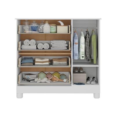 Cômoda Infantil 95cm 1 Porta Com Vidro E 4 Gavetas Bombom Multimóveis MP4464 Branco-madeirado