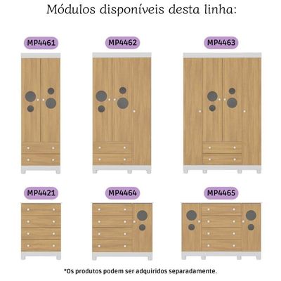 Cômoda Infantil 95cm 1 Porta Com Vidro E 4 Gavetas Bombom Multimóveis MP4464 Branco-madeirado