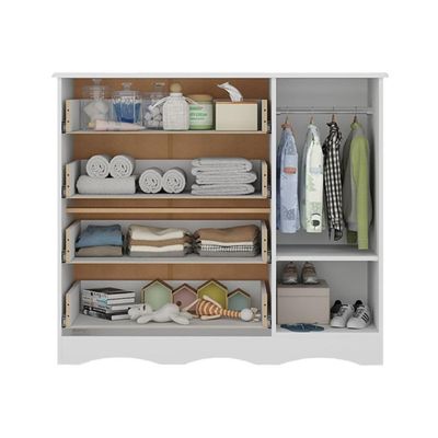 Cômoda Infantil 95cm 1 Porta Com Vidro E 4 Gavetas Sonho Multimóveis MP4474 Branco-off White