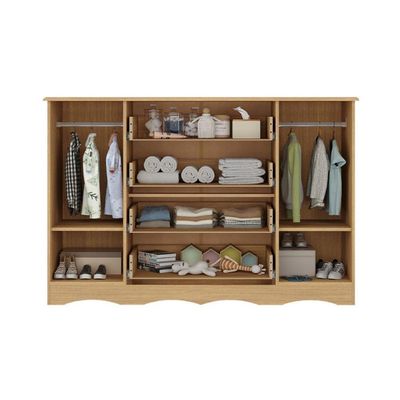 Cômoda Infantil 125cm 2 Portas Com Vidro E 4 Gavetas Sonho Multimóveis MP4475 Madeirado-off White