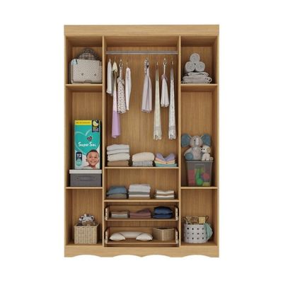 Guarda-roupa Infantil 122cm Com Vidro 4 Portas E 2 Gavetas Sonho Multimóveis MP4473 Madeirado