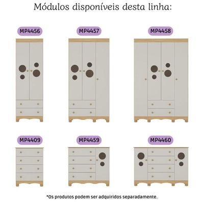 Cômoda Infantil 125cm 2 Portas Com Vidro E 4 Gavetas Suspiro Multimóveis MP4460 Madeirado-off White