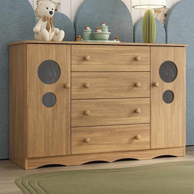 Cômoda Infantil 125cm 2 Portas Com Vidro E 4 Gavetas Sonho Multimóveis MP4475 Madeirado