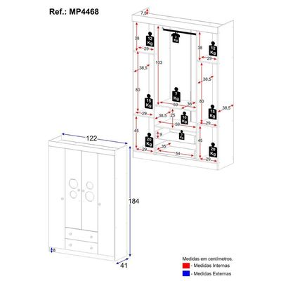 Guarda-roupa Infantil 122cm Com Vidro 4 Portas E 2 Gavetas Pirulito Multimóveis MP4468 Branco-madeirado
