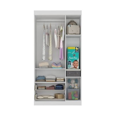 Guarda-roupa Infantil 92cm Com Vidro 3 Portas E 2 Gavetas Pirulito Multimóveis MP4467 Branco-off White