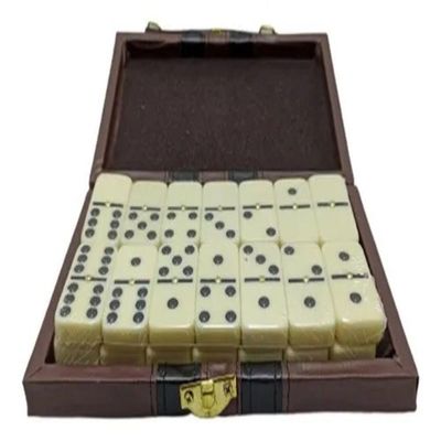 Domino 28 Pecas Osso Com Maleta Luxo Jogo Estojo Caixa Completo