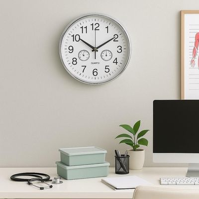 Relogio Medidor De Temperatura E Umidade Decorativo Luxo Sala Cozinha Quarto Escritorio Consultorio Prata