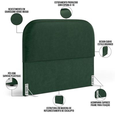Cabeceira Cama Box Casal 140cm Orgânica Lanna W01 Couríssimo Verde - Lyam Decor