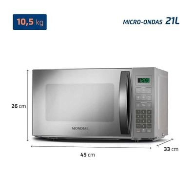 Micro-ondas Mondial 21 Litros MO-01-21-E Cinza Espelhado 220V