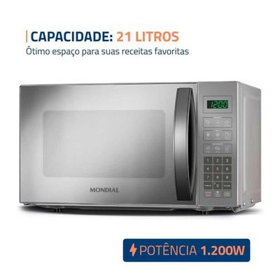 Micro-ondas Mondial 21 Litros MO-01-21-E Cinza Espelhado 220V