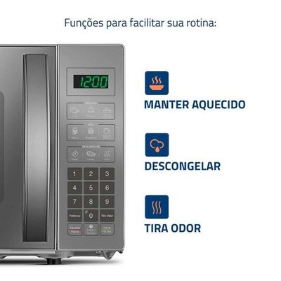 Micro-ondas Mondial 21 Litros MO-01-21-E Cinza Espelhado 220V
