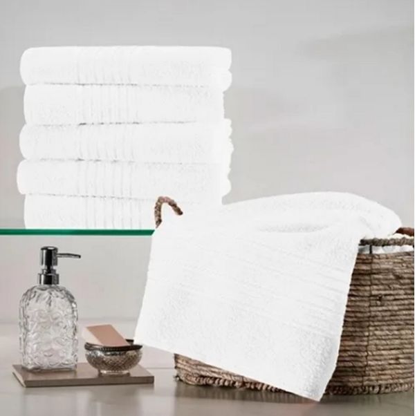 Toalha Rosto para Salão Felpudo Escala 45cm x 65cm Teka Branco