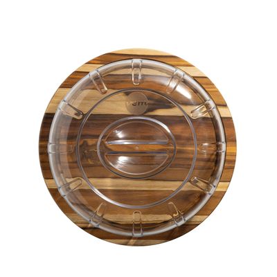 Boleira Wooden Glow 36cm em Madeira Teca com Tampa em Policarbonato