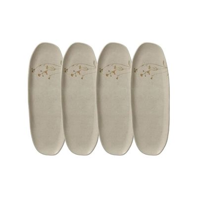Conjunto de Travessas Ovais Rasas Grandes Orgânico Campestre 36x13cm 4 Pecas Porto Brasil Azul