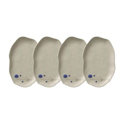 Conjunto de Travessas Oval Rasa Média Porto Brasil Bio Campestre 30x20cm - 4 Peças Cinza