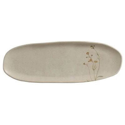 Conjunto de Travessas Ovais Rasas Grandes Orgânico Campestre 36x13cm 4 Pecas Porto Brasil Azul
