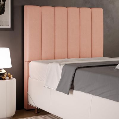 Cabeceira Cama Box Solteiro 100 cm Dália W01 Linho Rosê - Lyam Decor