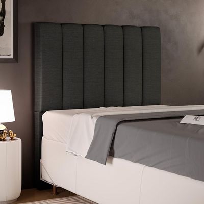 Cabeceira Cama Box Solteiro 100 cm Dália W01 Linho Chumbo - Lyam Decor