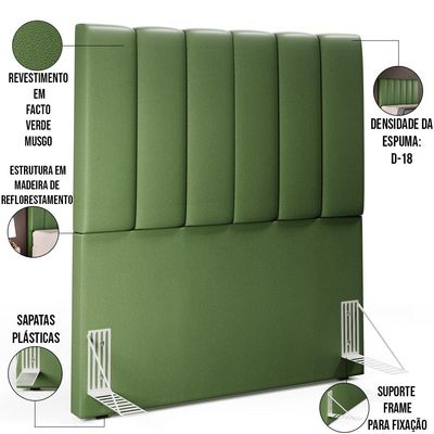 Cabeceira Cama Box Solteiro 100 cm Dália W01 Facto Verde Musgo - Lyam Decor