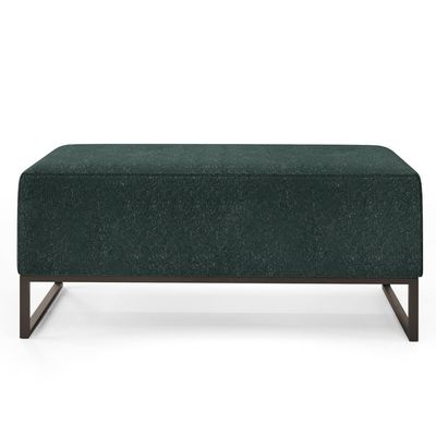 Kit 02 Puffs Decorativo Para Sala de Estar Cléo W01 Base Ferro 90 cm Linho Verde Musgo - Lyam Decor