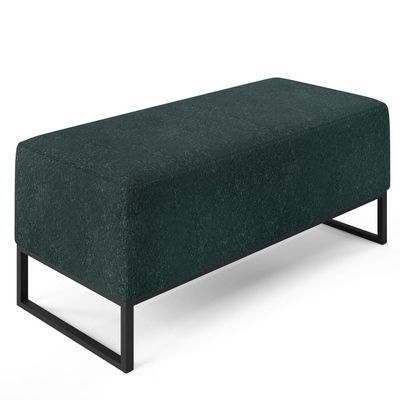 Kit 02 Puffs Decorativo Para Sala de Estar Cléo W01 Base Ferro 90 cm Linho Verde Musgo - Lyam Decor