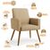 Kit 04 Poltronas Decorativa Para Sala De Estar Maria W01 Pés Palito Linho Bege Escuro - Lyam Decor