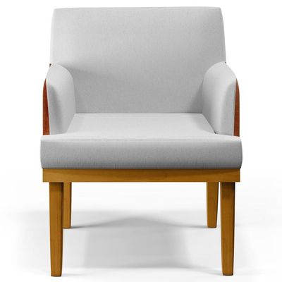 Kit 04 Poltronas Decorativas Para Sala Estar Beatriz W01 Linho Cinza Couríssimo Camel - Lyam Decor