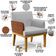 Kit 04 Poltronas Decorativas Para Sala Estar Beatriz W01 Linho Cinza Couríssimo Camel - Lyam Decor