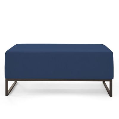 Puff Decorativo Para Sala de Estar Cléo W01 Base de Ferro 90 cm Suede Azul Marinho - Lyam Decor