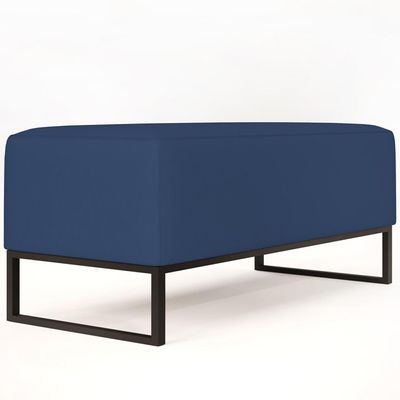 Puff Decorativo Para Sala de Estar Cléo W01 Base de Ferro 90 cm Suede Azul Marinho - Lyam Decor