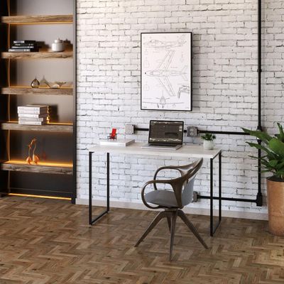 Kit 02 Mesas Para Escritório e Home Office Industrial Aspen 120 cm C01 Snow - Lyam Decor