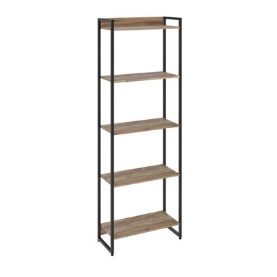 Kit Para Escritório Estante Areta 5 Prateleiras Mesa Industrial Aspen 90cm C01 Carvalho - Lyam Decor