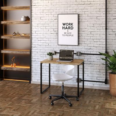 Kit Para Escritório Estante Areta 5 Prateleiras Mesa Industrial Aspen 90cm C01 Carvalho - Lyam Decor