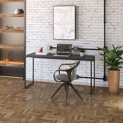 Mesa Para Escritório e Home Office Industrial Aspen 150 cm C01 Onix - Lyam Decor