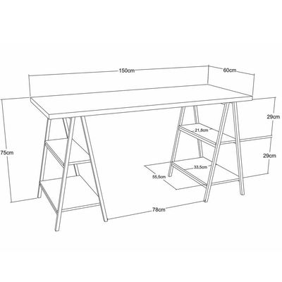 Mesa Para Escritório Estilo Industrial Cavalete Form C01 150cm Nogal - Lyam Decor