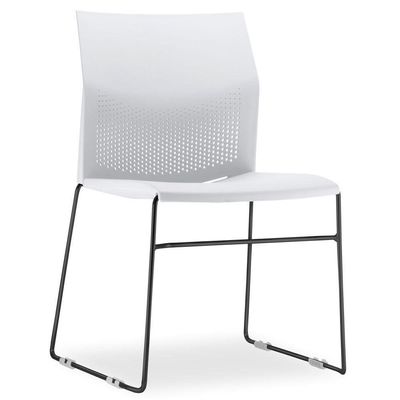 Kit 02 Cadeiras Fixa Base Preta Empilhável Connect F02 Branco - Lyam Decor