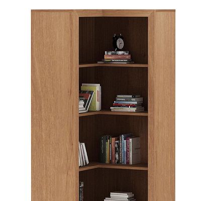 Estante de Canto Para Escritório E Home Office 4 Prateleiras Brandon 171x68 T01 Amêndoa - Lyam Decor