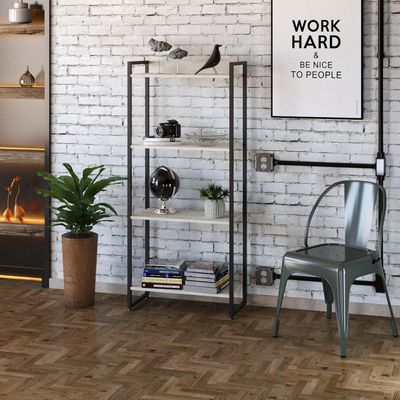 Kit 2 Estantes Multiuso Escritório Industrial 4 Prateleiras Areta 145x60cm C01 Snow - Lyam Decor