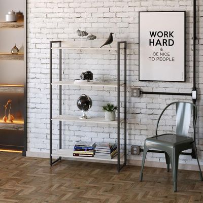 Kit 2 Estantes Multiuso Escritório Industrial 4 Prateleiras Areta 145x80cm C01 Snow - Lyam Decor