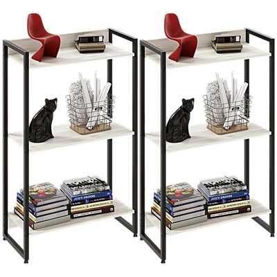 Kit 2 Estantes Multiuso Escritório Industrial 3 Prateleiras Areta 104x60cm C01 Snow - Lyam Decor