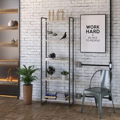 Kit 3 Estantes Multiuso Escritório Industrial 5 Prateleiras Areta 186x60cm C01 Snow - Lyam Decor